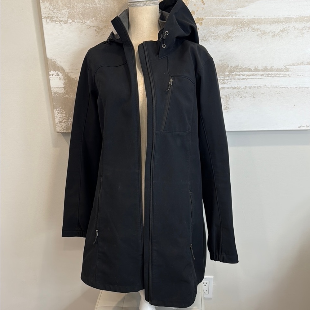 Eddie Bauer Womens Black Rain Jacket with hood Size XL